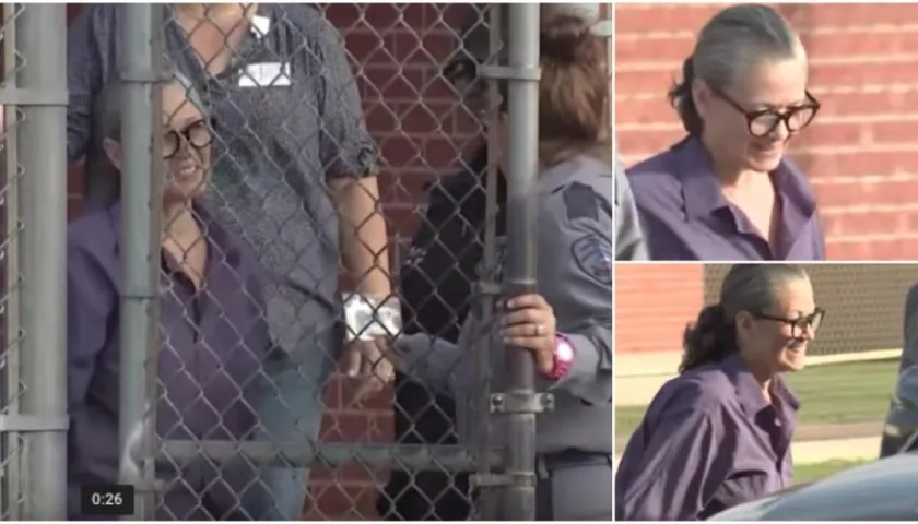 Clara Suárez Harris a su salida de la cárcel.