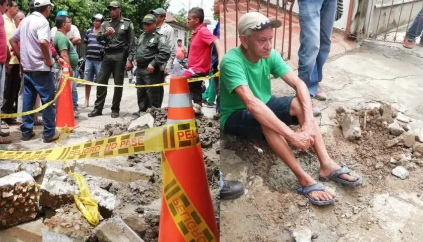 Instantes en que le cortaban el servicio de agua a la casa de la mamá de la alcaldesa de Sincé.