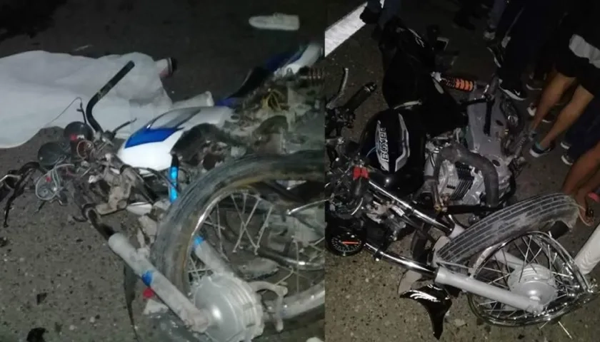 Estado en que quedaron las dos motocicletas accidentadas.