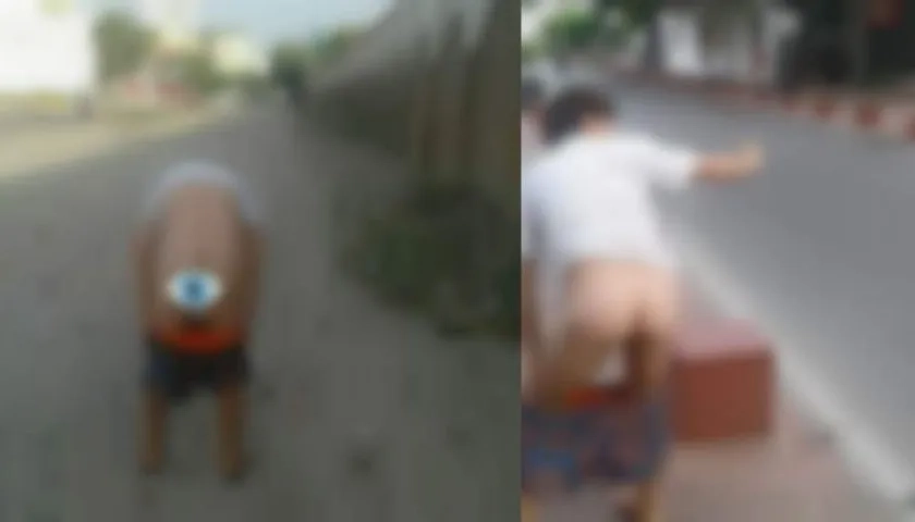 Miguel Martínez practica el 'Reto Mockus' en obras inconclusas de Santa Marta.