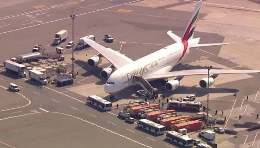 Este es el avión en cuarentena.