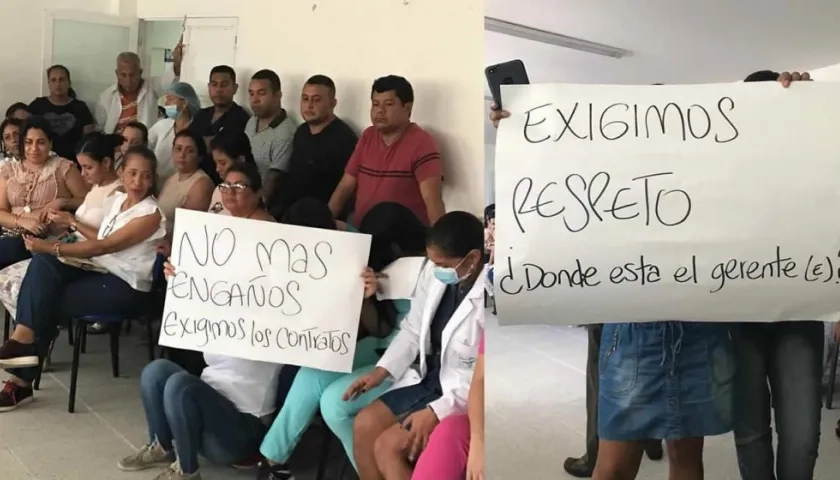 El Gerente (e) José Redondo Redondo y el asesor Armando Gutiérrez Cahuana dejaron plantados a los trabajadores.