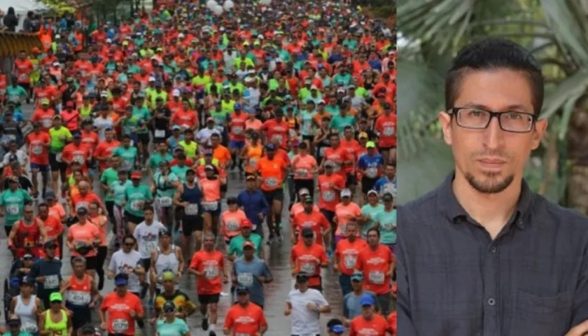 Imagen de la media maratón y de Juan Camilo Arboleda. 