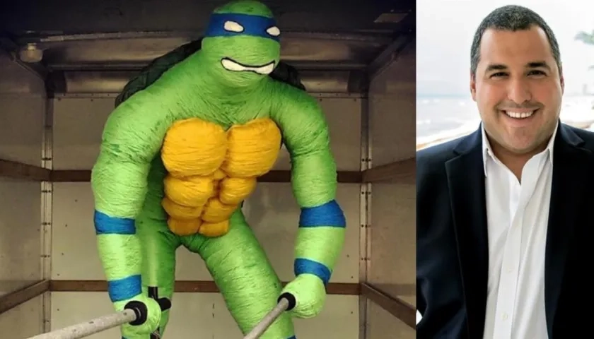 Mateo Blanco y su tortuga ninja de lana.