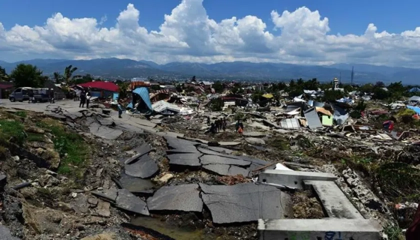 En la foto, daños en la isla de Célebes.