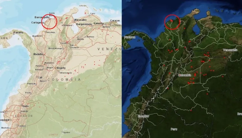 La de la izquierda es una imagen del satélite en la mañana y la de la derecha en la tarde.
