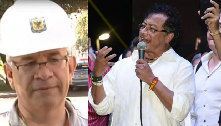 El ingeniero Juan Carlos Montes y el senador Gustavo Petro durante su campaña presidencial.