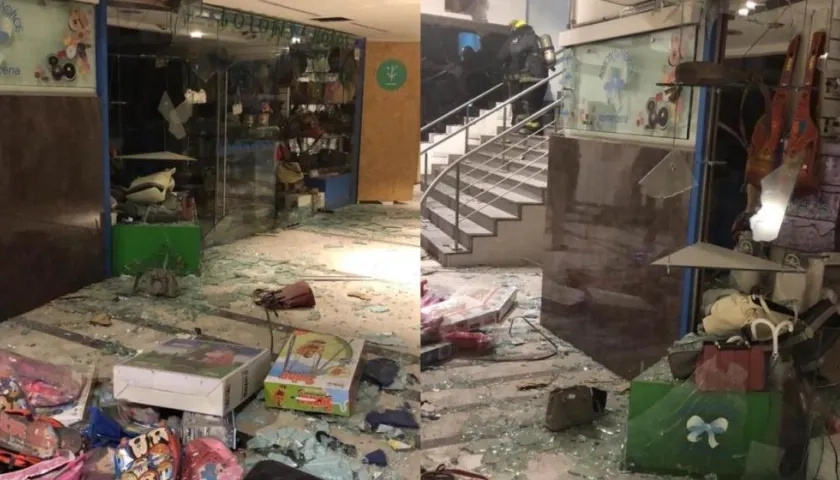 Así quedó el cajero luego de la explosión.