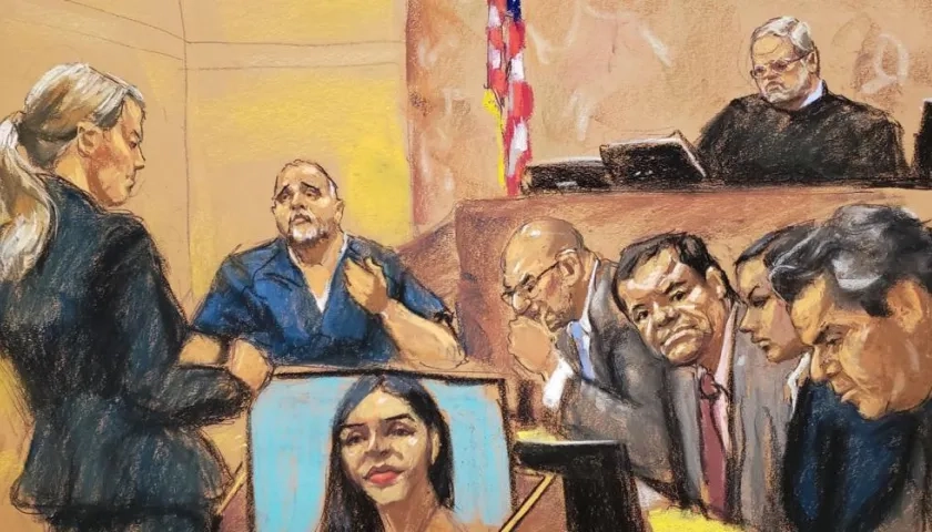 Dibujo de la audiencia de "El Chapo".