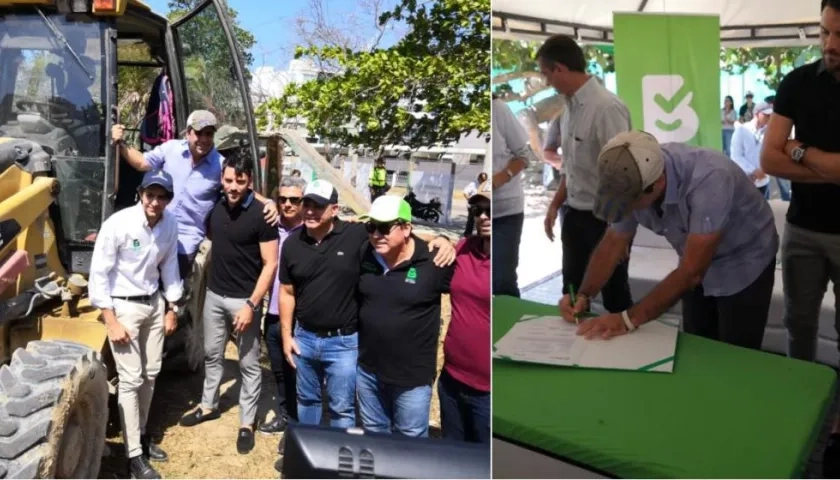 El Alcalde Char, en compañía del arquero Sebastián Viera, en Villa Tívoli.