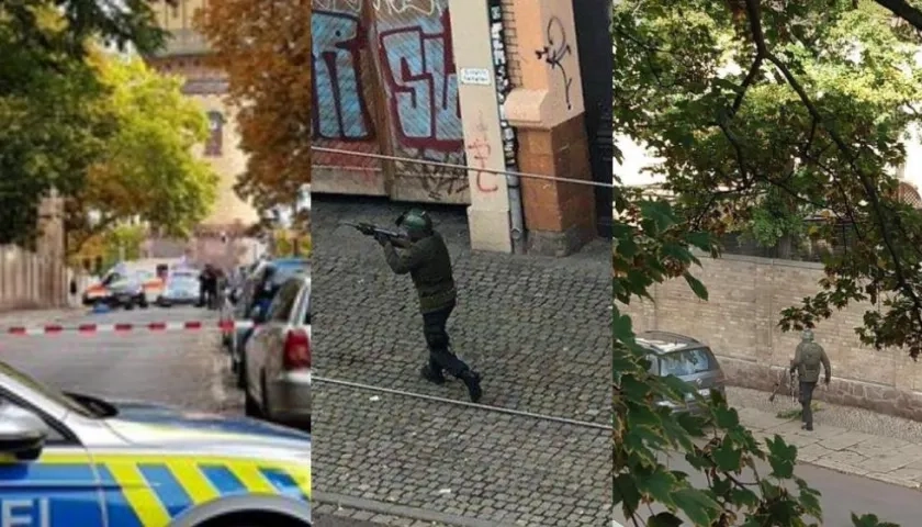 El hecho ocurrió en Halle y el agresor iba en traje militar, con un casco o máscara.