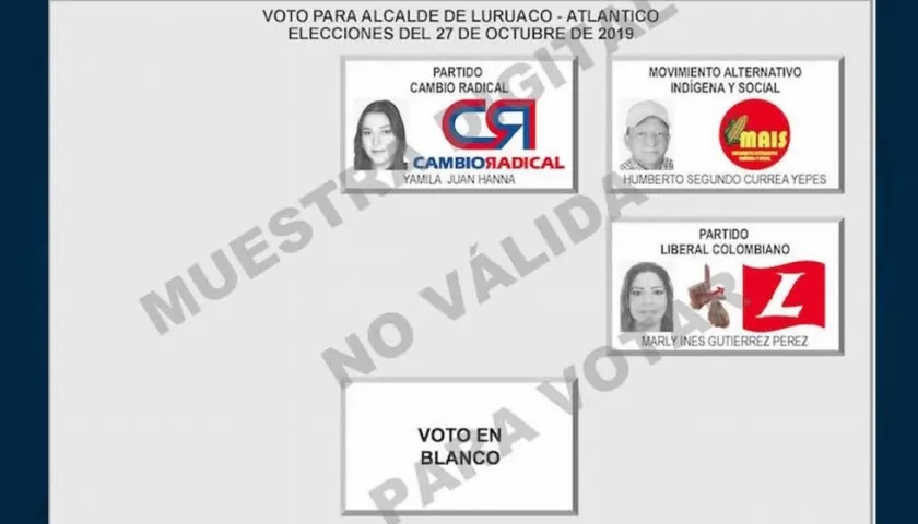 Así quedó el tarjetón.