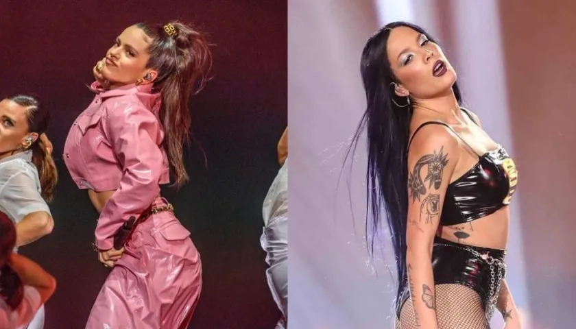 Las cantantes Rosalía y Halsey.
