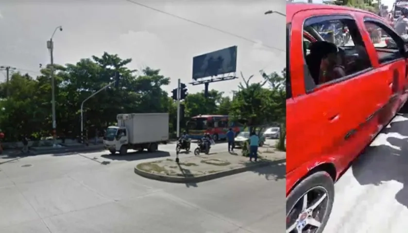 Lugar donde se produjo el atentado. En la otra foto, el vehículo en que se desplazaba la víctima.