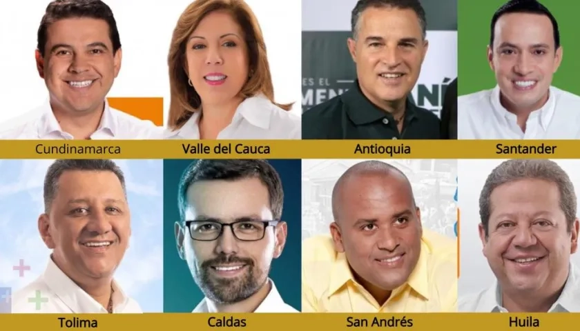 Algunos de los gobernadores electos en Colombia.