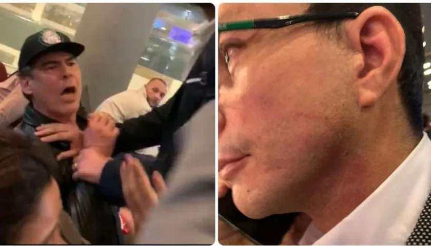 Álvaro Cotes y Carlos Caicedo, tras la agresión.l