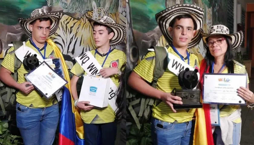 Jorge Arteta y Esteban Álvarez/Jorge Arteta junto a la docente Ligia Torres.