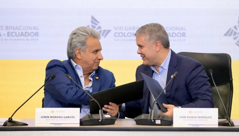  Los presidentes de Ecuador, Lenín Moreno, y de Colombia, Iván Duque.