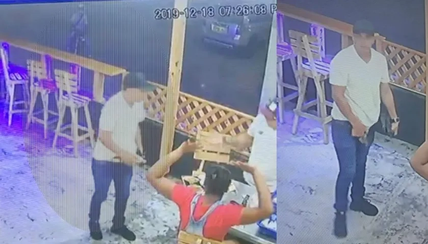 En la foto se observa el ladrón y su cómplice en moto.