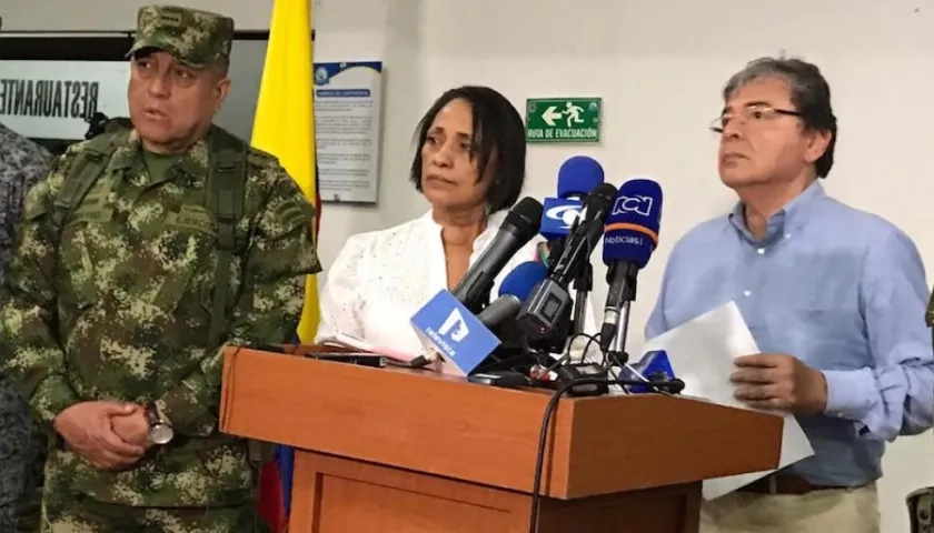 El Ministro de Defensa, Carlos Holmes Trujillo, al término del Consejo de Seguridad.