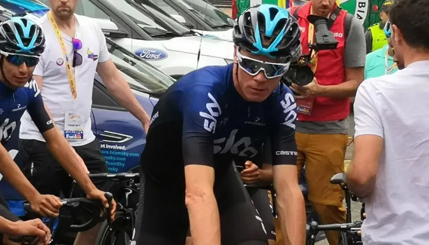 Chris Froome, antes de iniciar la competencia en Medellín. 