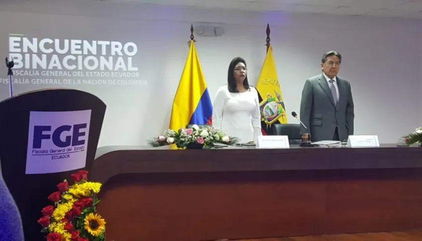 Encuentro Binacional entre el Fiscal General de Colombia, Néstor Humberto Martínez Neira, y la Fiscal General del Estado del Ecuador (E), Ruth Jimena Palacios Brito.