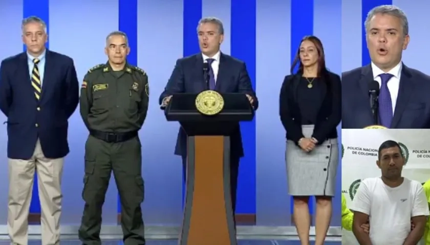 El Director de la Dijin, el director de la Policía, el Presidente Duque y la Fiscal Bacrim.