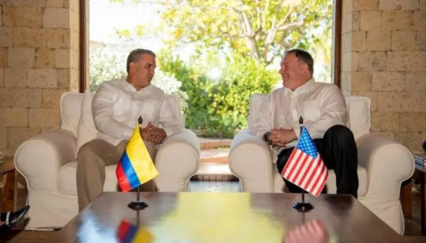 Iván Duque y Mike Pompeo en un encuentro ocurrido a comienzos de año.