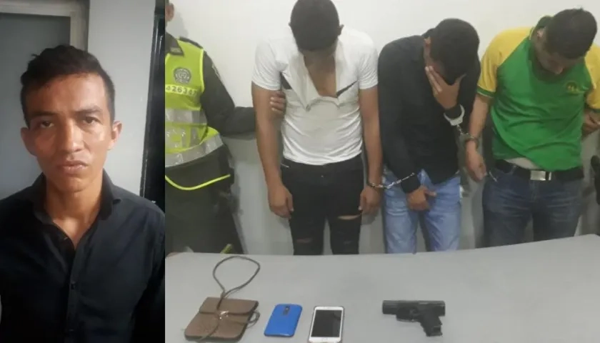 A la derecha, José Hernández Meriño; a la izquierda, el hombre con los otros dos capturados.