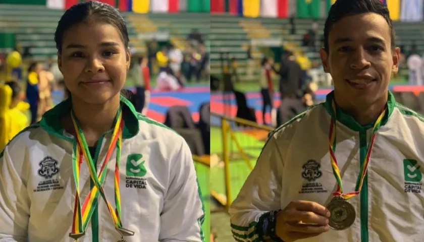 Shanne Torres y Luis Triviño, karatecas del Team Barranquilla. 