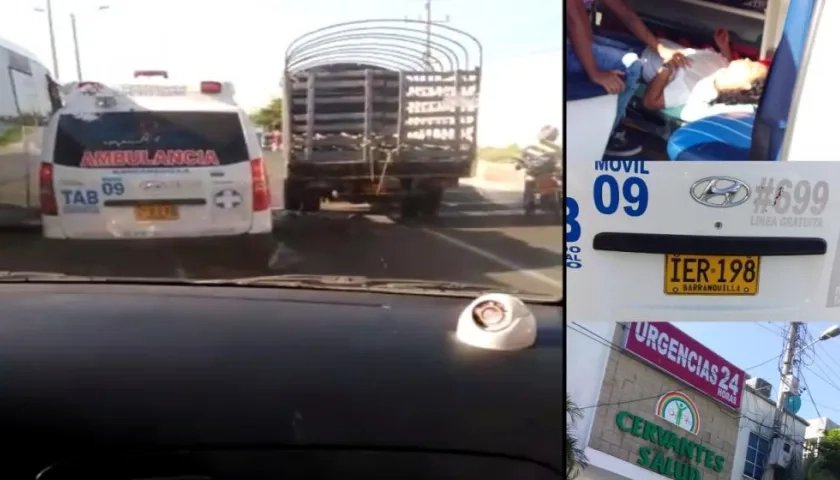 Imágenes del recorrido, los pacientes, placa de la ambulancia e IPS Cervantes Salud.