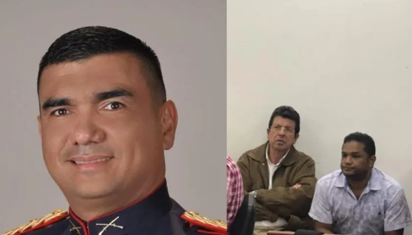 Florentino David Navia Salvador, exmilitar que s entregó, y Fernando Marín en audiencia.