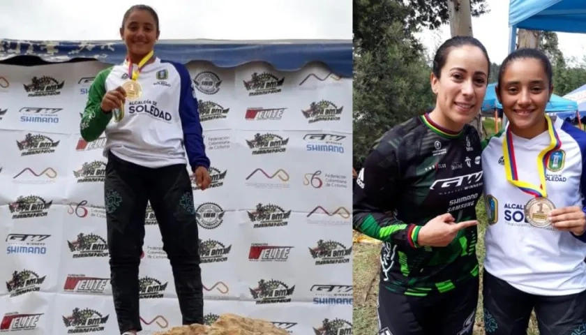 Sharid Fayad, con la medalla y Mariana Pajón.