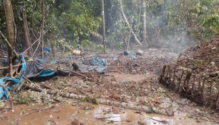 Destrucción de un laboratorio para procesar cocaína.