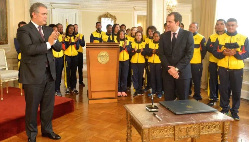 El Presidente Iván Duque durante la sanción de la Ley.