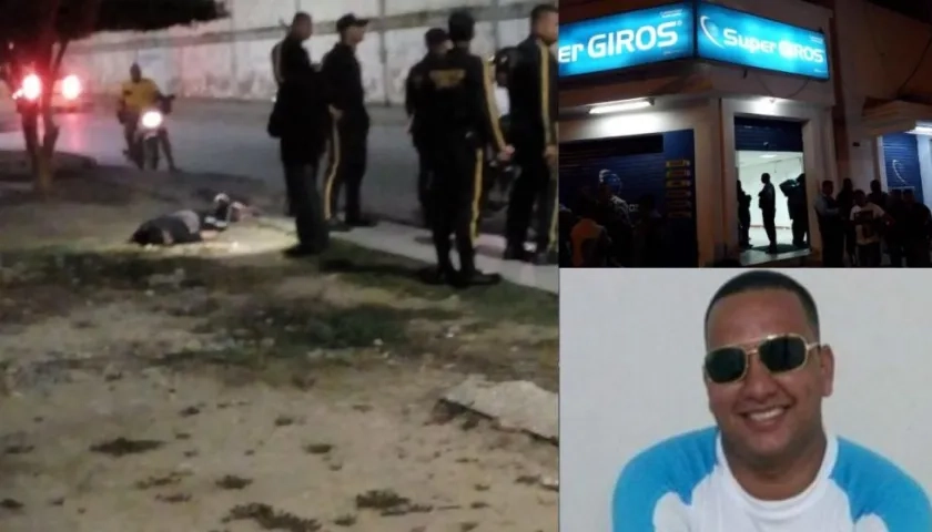 El cuerpo de Gregory Hernández Romero, sede de Supergiros y Javier Julio Peña.