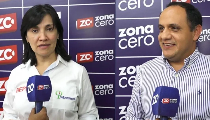 Alexandra Hernández, gerente de Redes e Incentivos BEPS en Colpensiones; y  José David Márquez, gerente regional Caribe de Colpensiones.