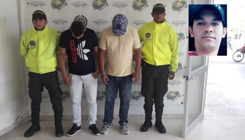 Los dos hombres capturados por la Policía. En la foto pequeña, la víctima mortal.