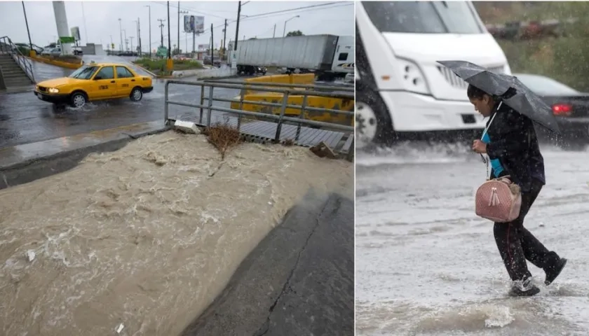 Vista de un canal inundado en Saltillo, estado de Coahuila (México). 