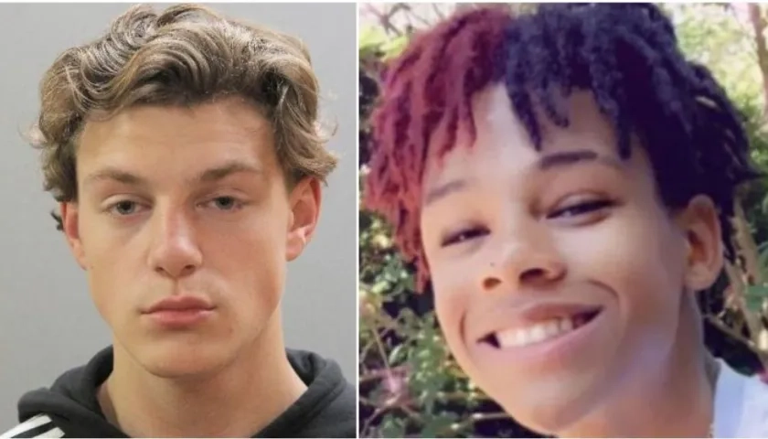  A la izquierda Tyler Flach, de 18 años, acusado de asesinato en segundo grado por la muerte de Khaseen Morris (derecha).
