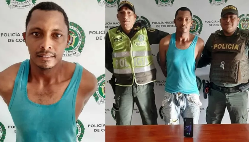 El capturado y el celular recuperado.