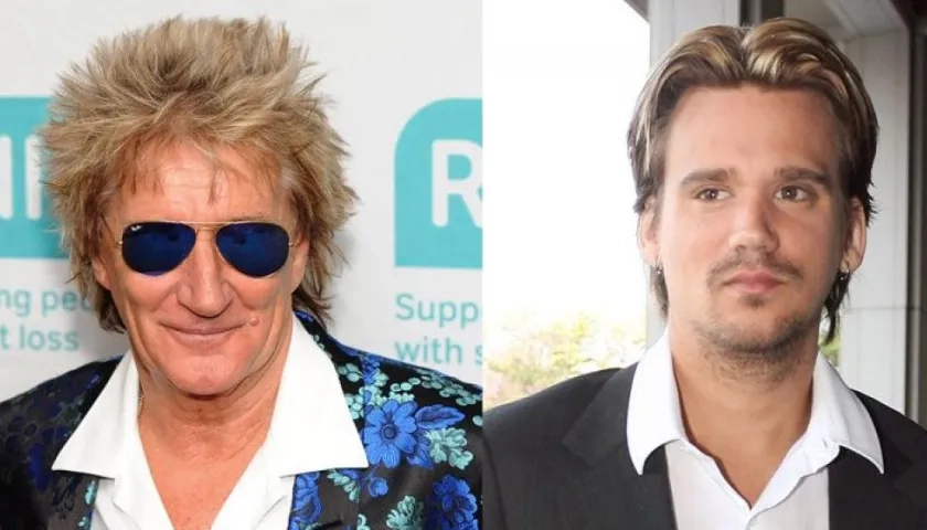 El cantante británico Rod Stewart y su hijo Sean.