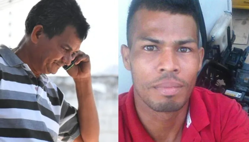 En la foto, a la izquierda el papá de Walter Carpintero Feria (foto derecha) en Medicina Legal, tras la muerte de su hijo.