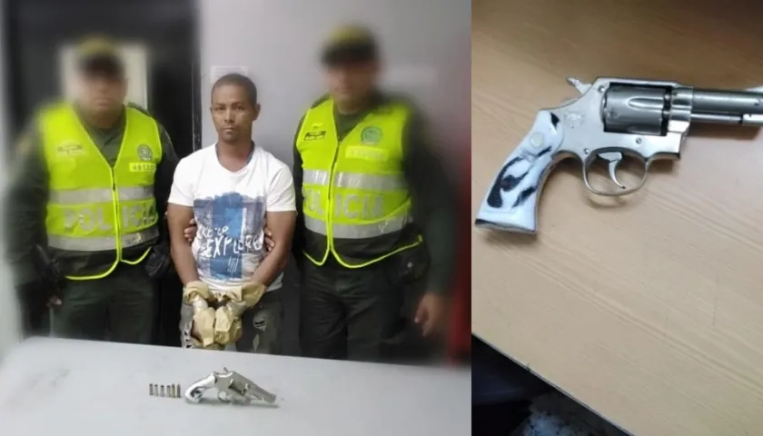 El hombre fue capturado con esta arma con la que habría atentado contra la vida de su esposa y sus suegros.