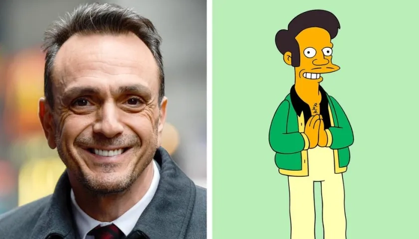 El actor Hank Azaria y su personaje en 'Los Simpson' Apu.