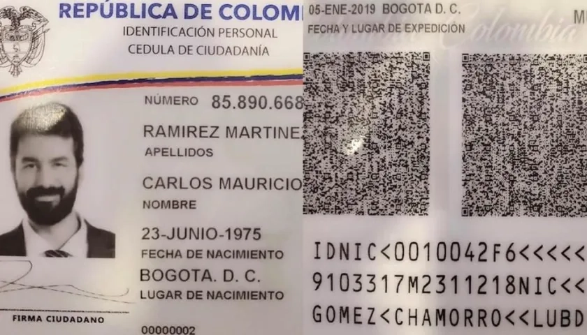 Muestra sin valor del diseño de la nueva cédula digital.