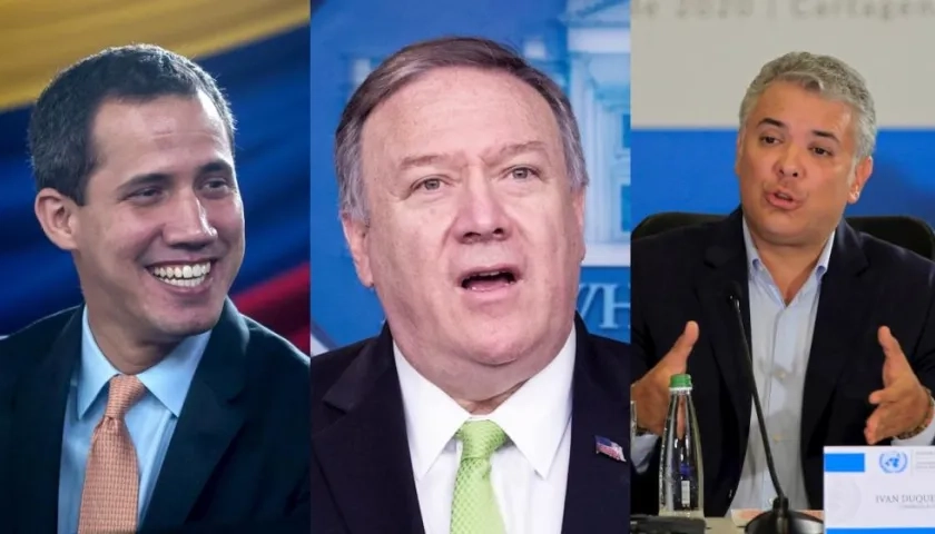 Juan Guaidó, Mike Pompeo e Iván Duque.