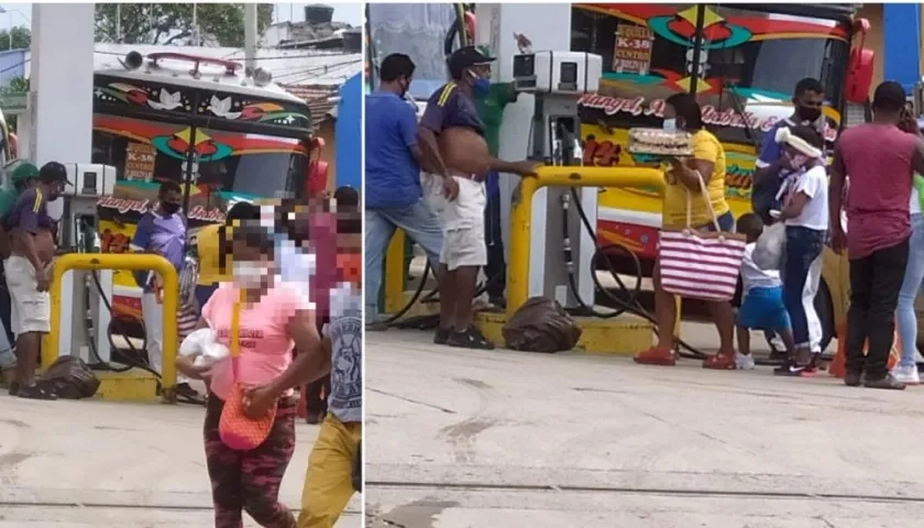 Estación improvisada de buses de Tubará y Colombia Caribe, en bomba de la carrera 36 con calle 39