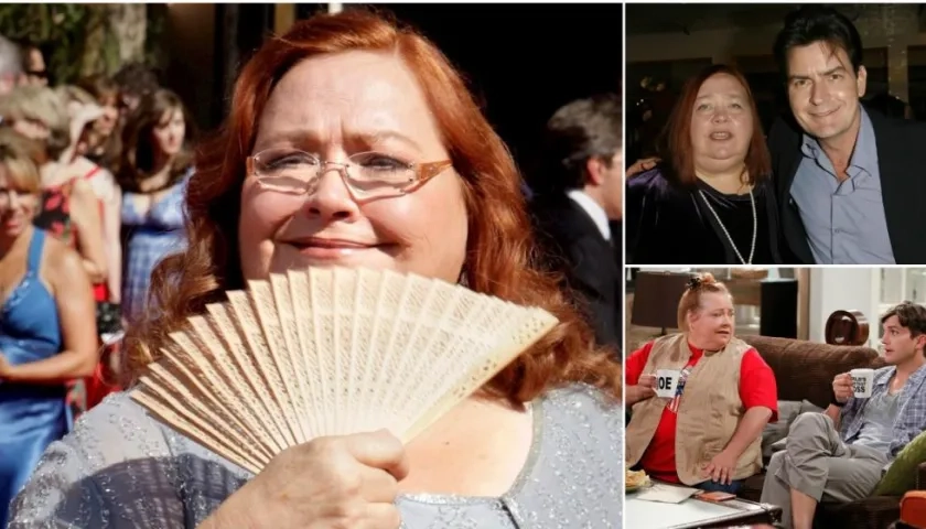 Murio Conchata Ferrell, izquierda. En otras fotos con Charlie Sheen y Ashton Kutcher.