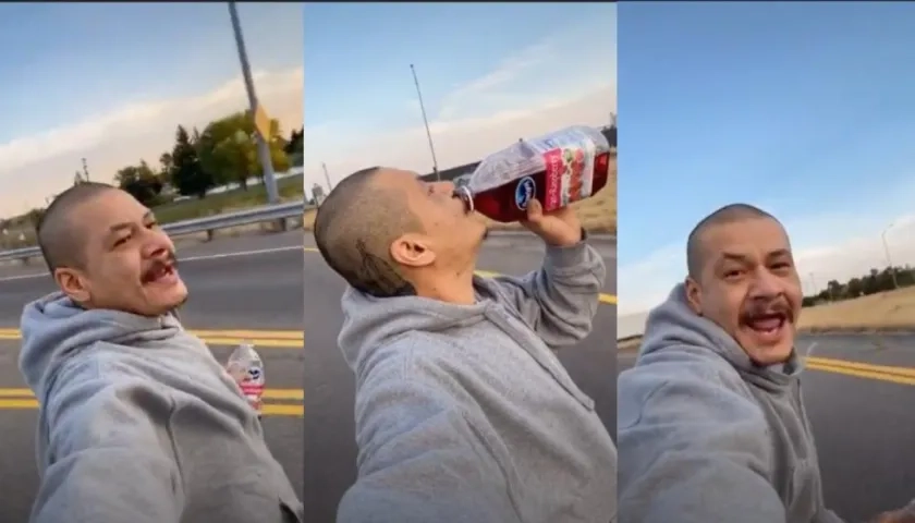 Nathan Apodaca, mientras da su paseo en patineta. 